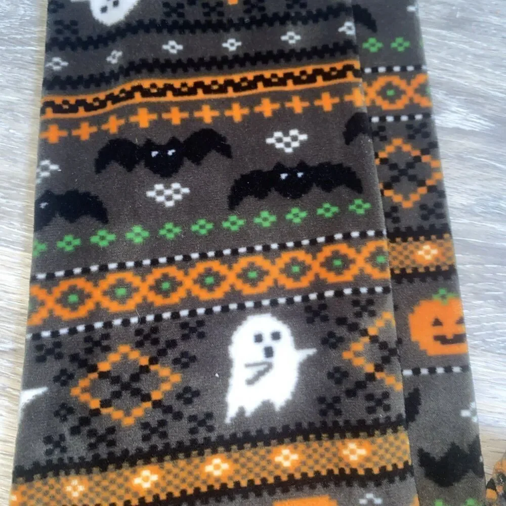 Halloween Leggings Medium 7/9 Ghosts Bats Fair Isle Print Black Gray Orange Gree